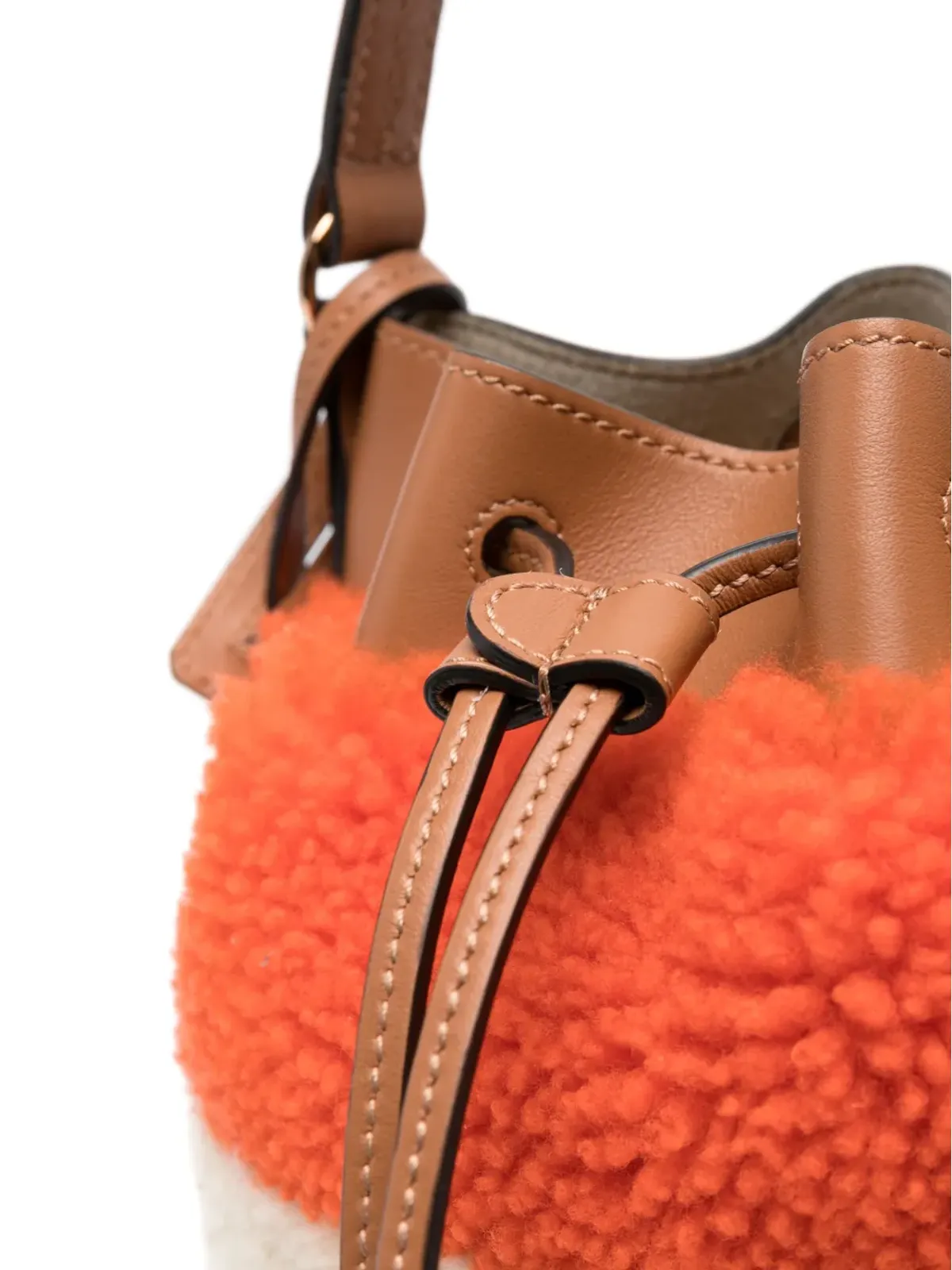 Tod's カラーブロック フリース バケットバッグ - オレンジ - 画像5
