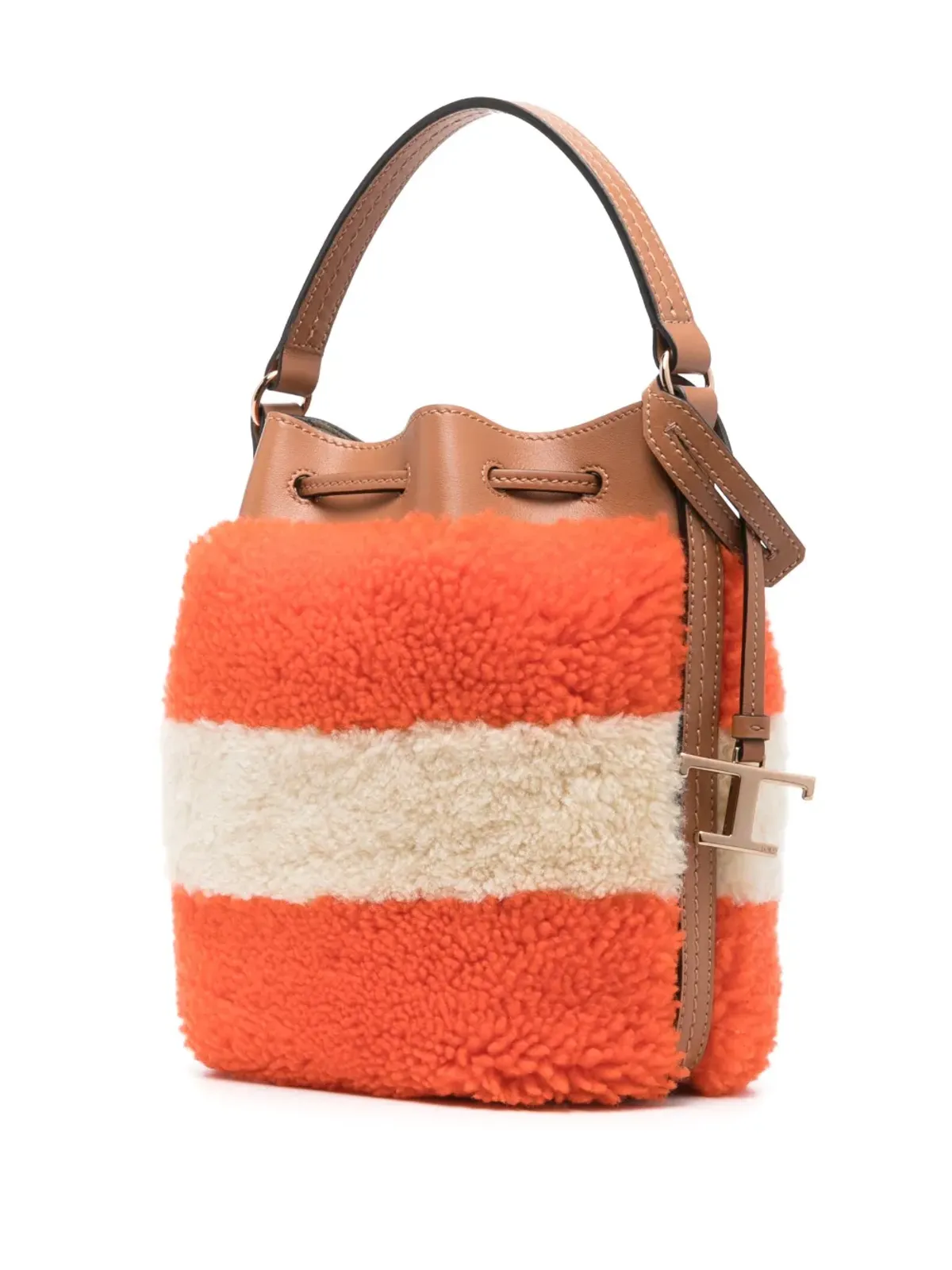Tod's カラーブロック フリース バケットバッグ - オレンジ - 画像4