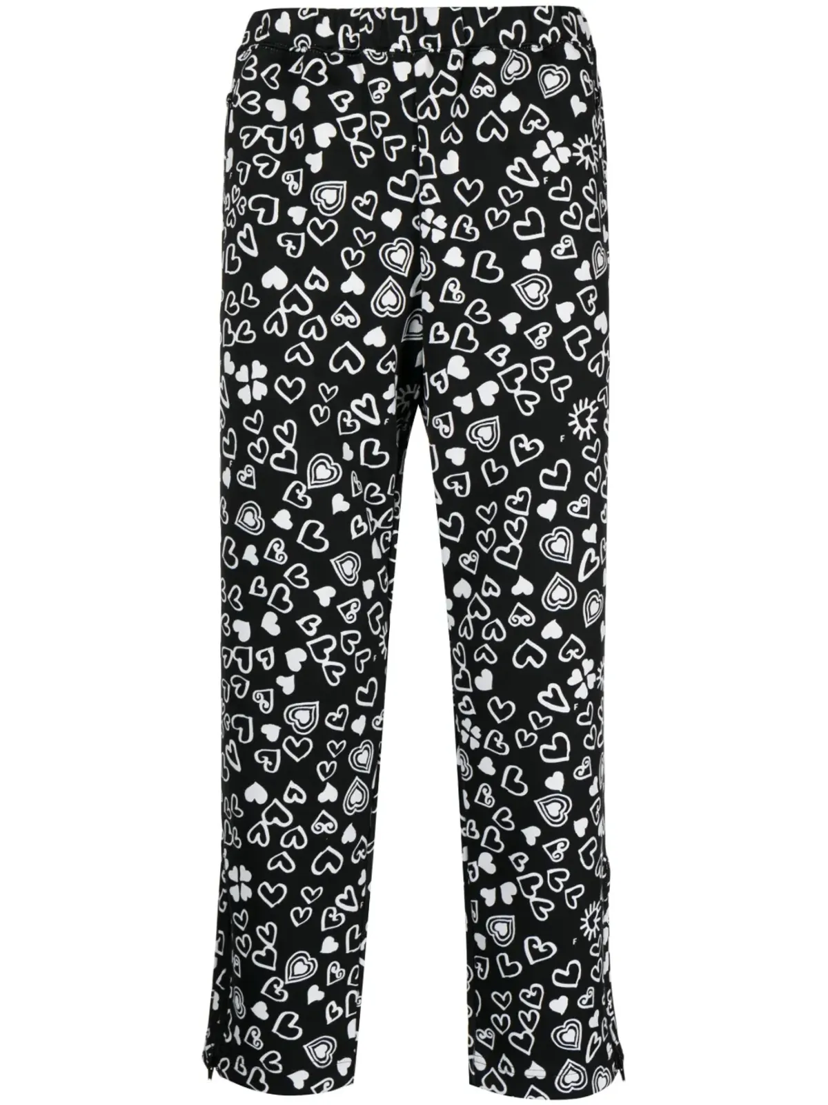 Black Comme Des Garçons ハート柄クロップドパンツ - 画像1