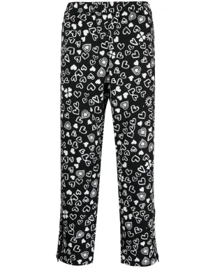 Black Comme Des Garçons ハート柄クロップドパンツ - サムネイル1