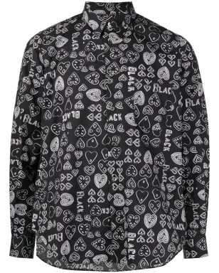 Black Comme Des Garçons ハート柄コットンシャツ - サムネイル1