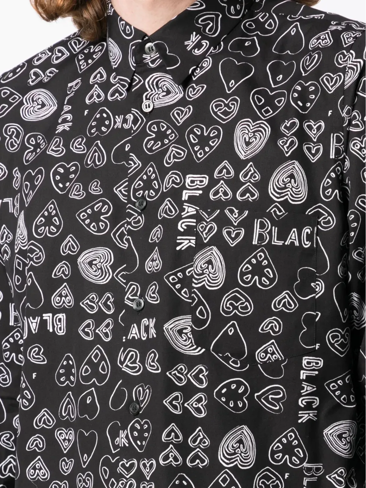 Black Comme Des Garçons ハート柄コットンシャツ - 画像5