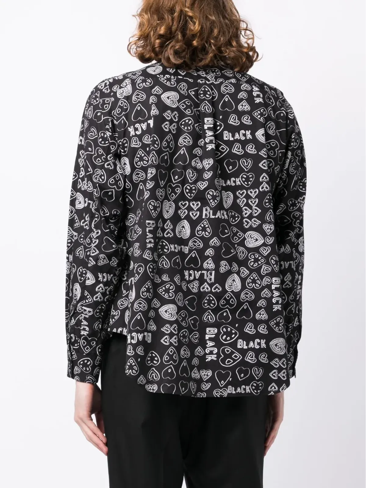 Black Comme Des Garçons ハート柄コットンシャツ - 画像4