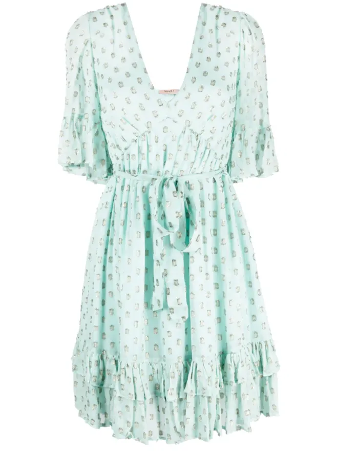 TWINSET TWINSET フィル・クーペ ジャカード ミニドレス - Greenの商品画像