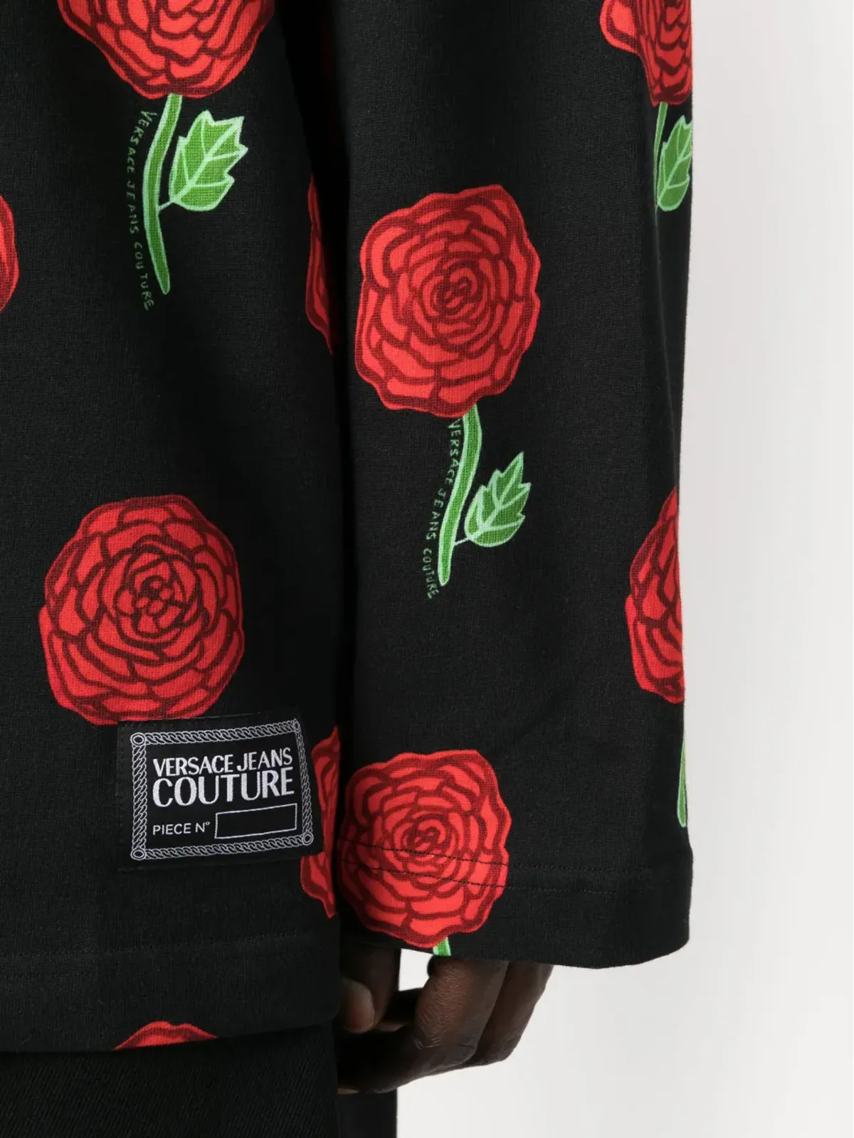 Versace Jeans Couture Interlock rose-print oversized T-shirt - Black - 画像5