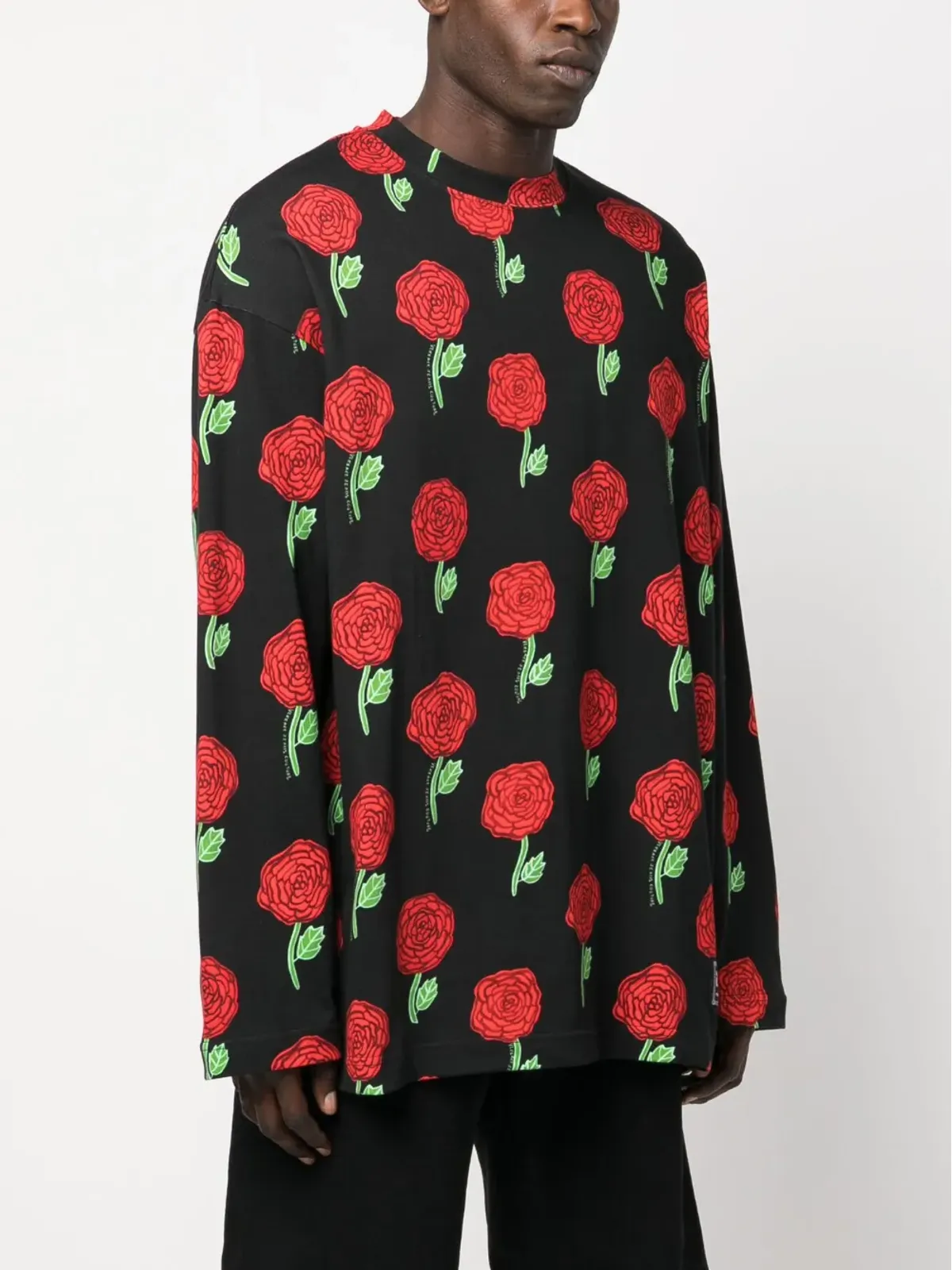 Versace Jeans Couture Interlock rose-print oversized T-shirt - Black - 画像3