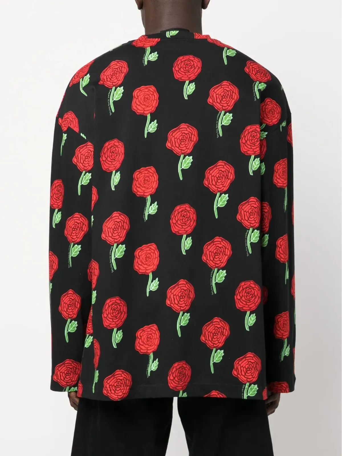 Versace Jeans Couture Interlock rose-print oversized T-shirt - Black - 画像4