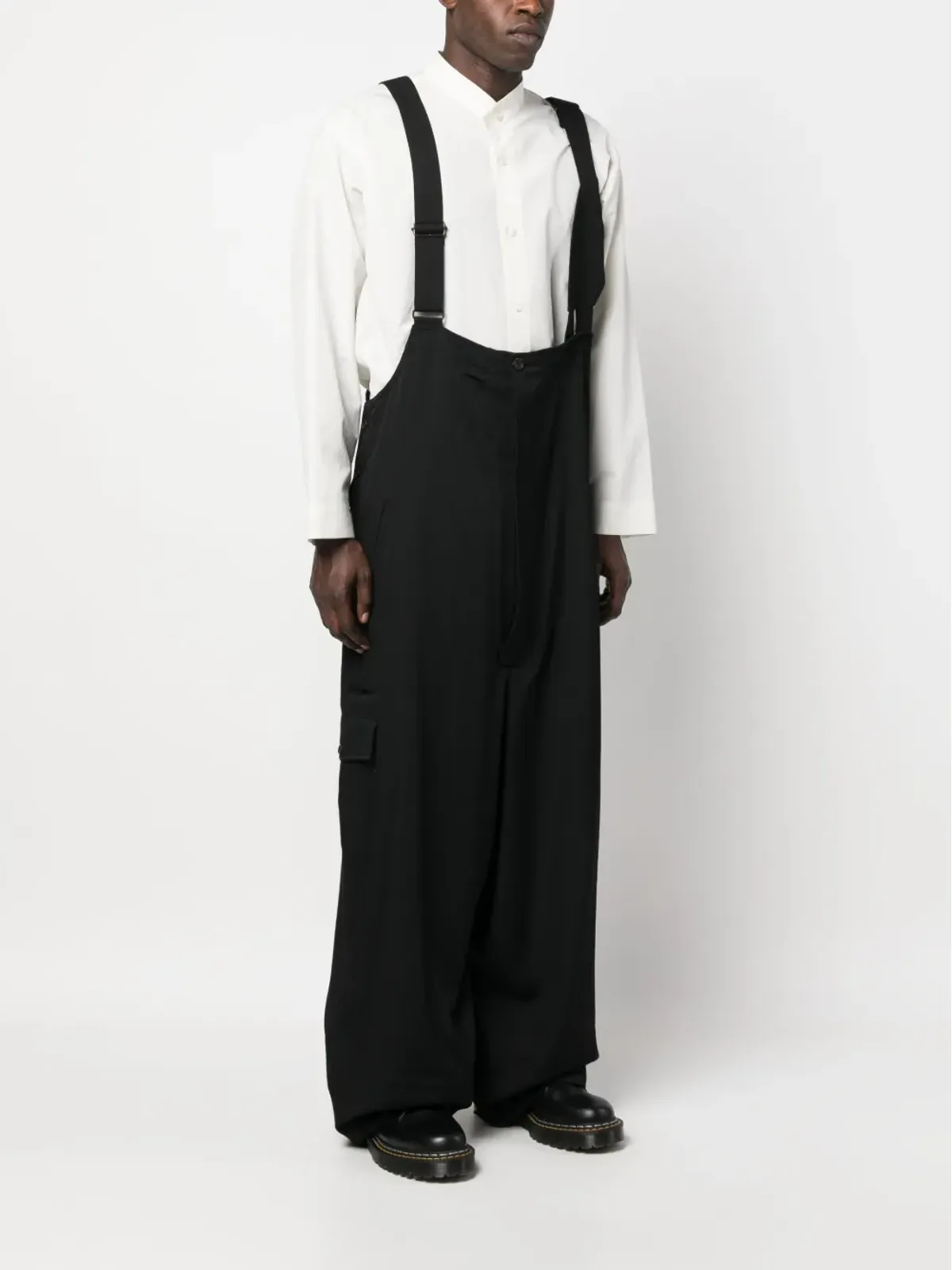 Yohji Yamamoto ドロップクロッチ ウールサスペンダー トラウザーズ - 画像3