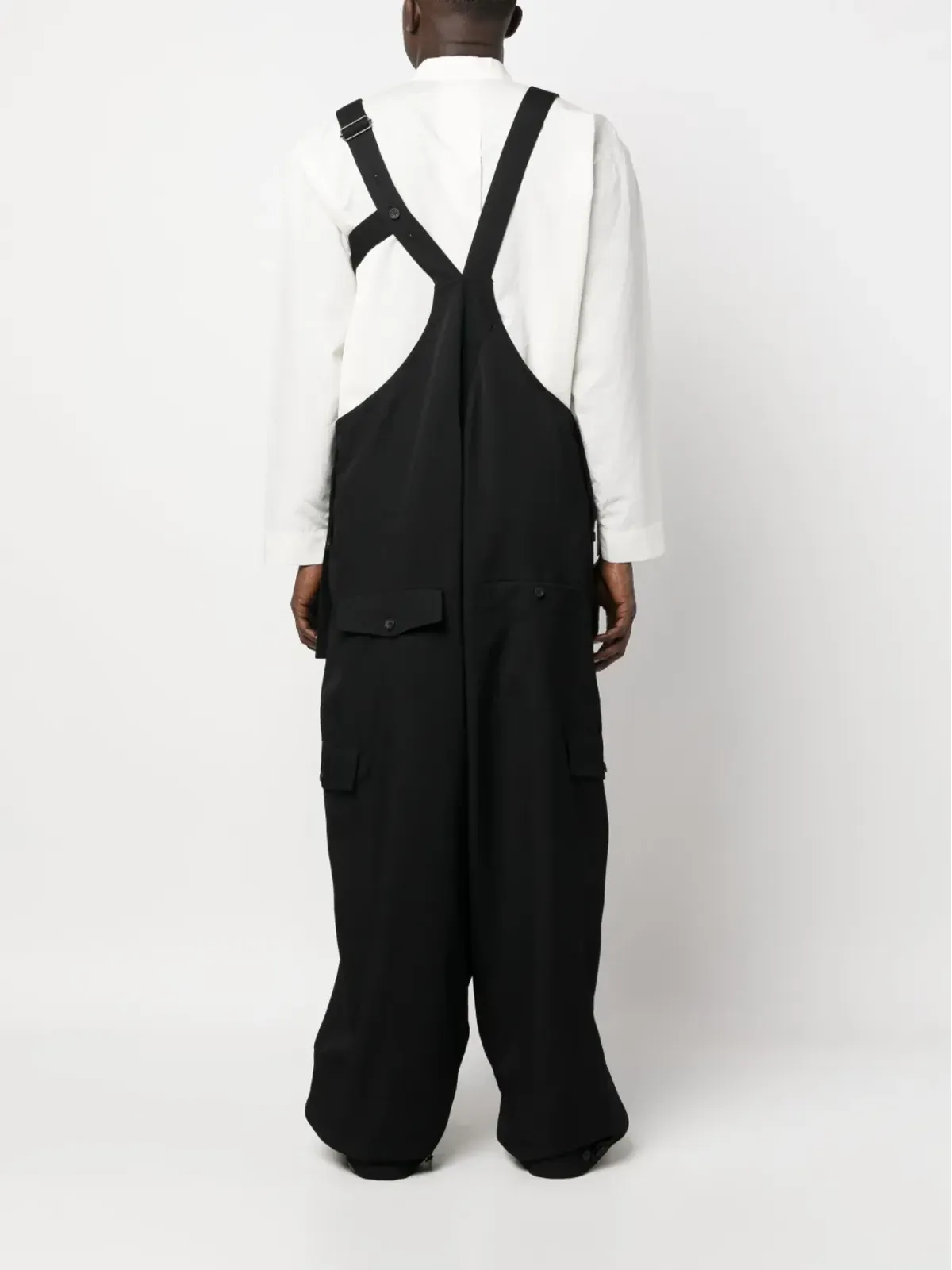 Yohji Yamamoto ドロップクロッチ ウールサスペンダー トラウザーズ - 画像4
