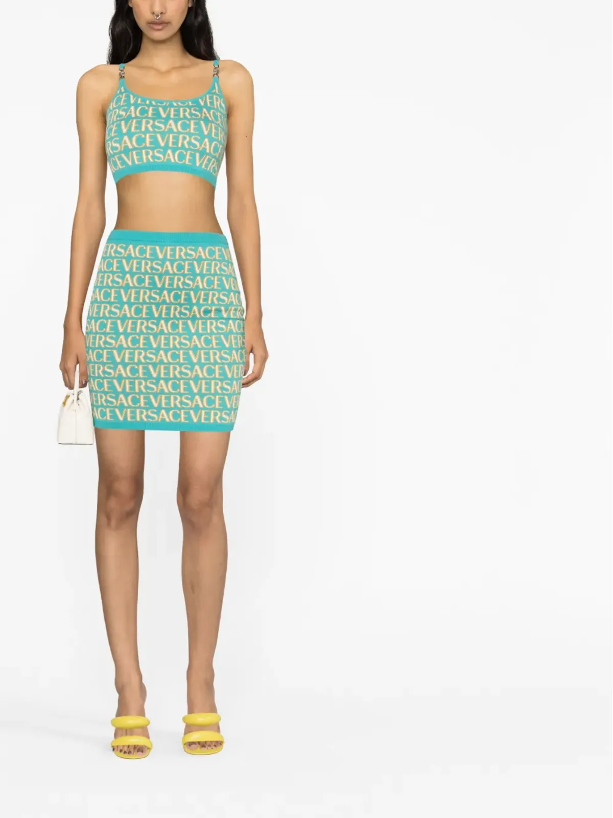 Versace ベルサーチ 全面ニットのミニスカート - ブルー - 画像2