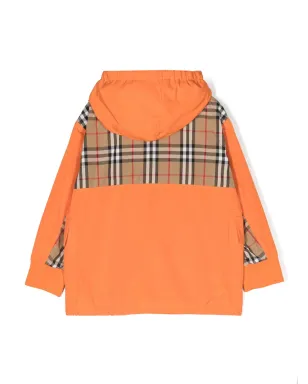Burberry Kids ウィルダー ヴィンテージチェック フード付きジャケット - オレンジ - サムネイル2
