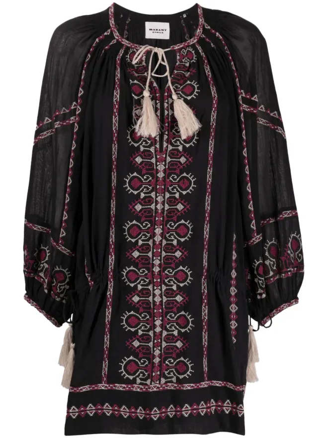 MARANT ÉTOILE MARANT ÉTOILE パセリ刺繍ワンピース - ブラックの商品画像