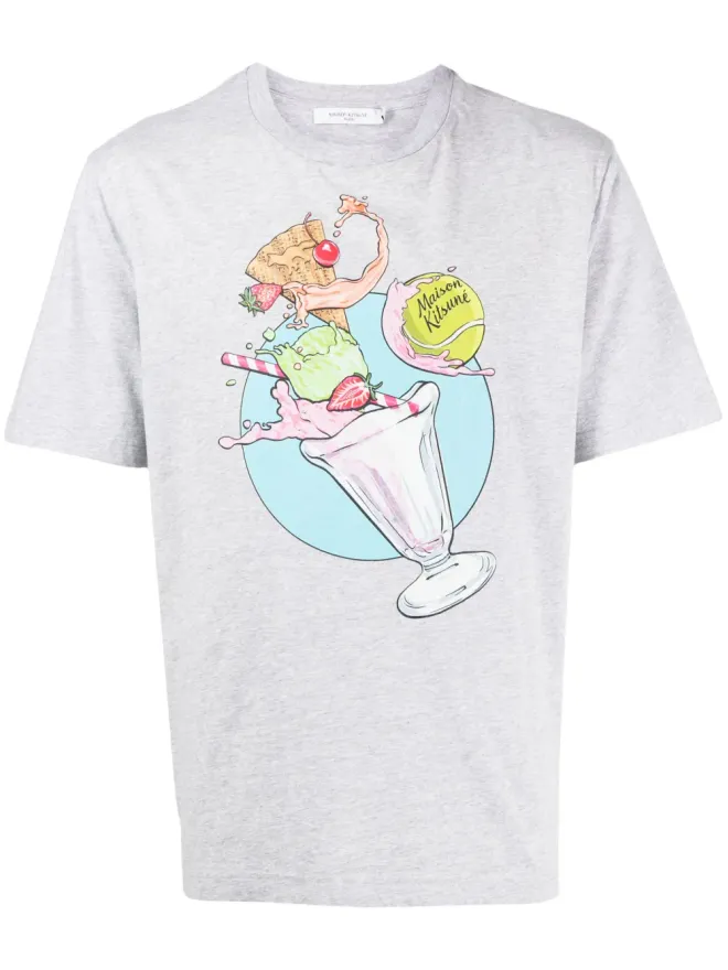 Maison Kitsuné Maison Kitsuné グラフィックプリント コットン Tシャツ - グレーの商品画像