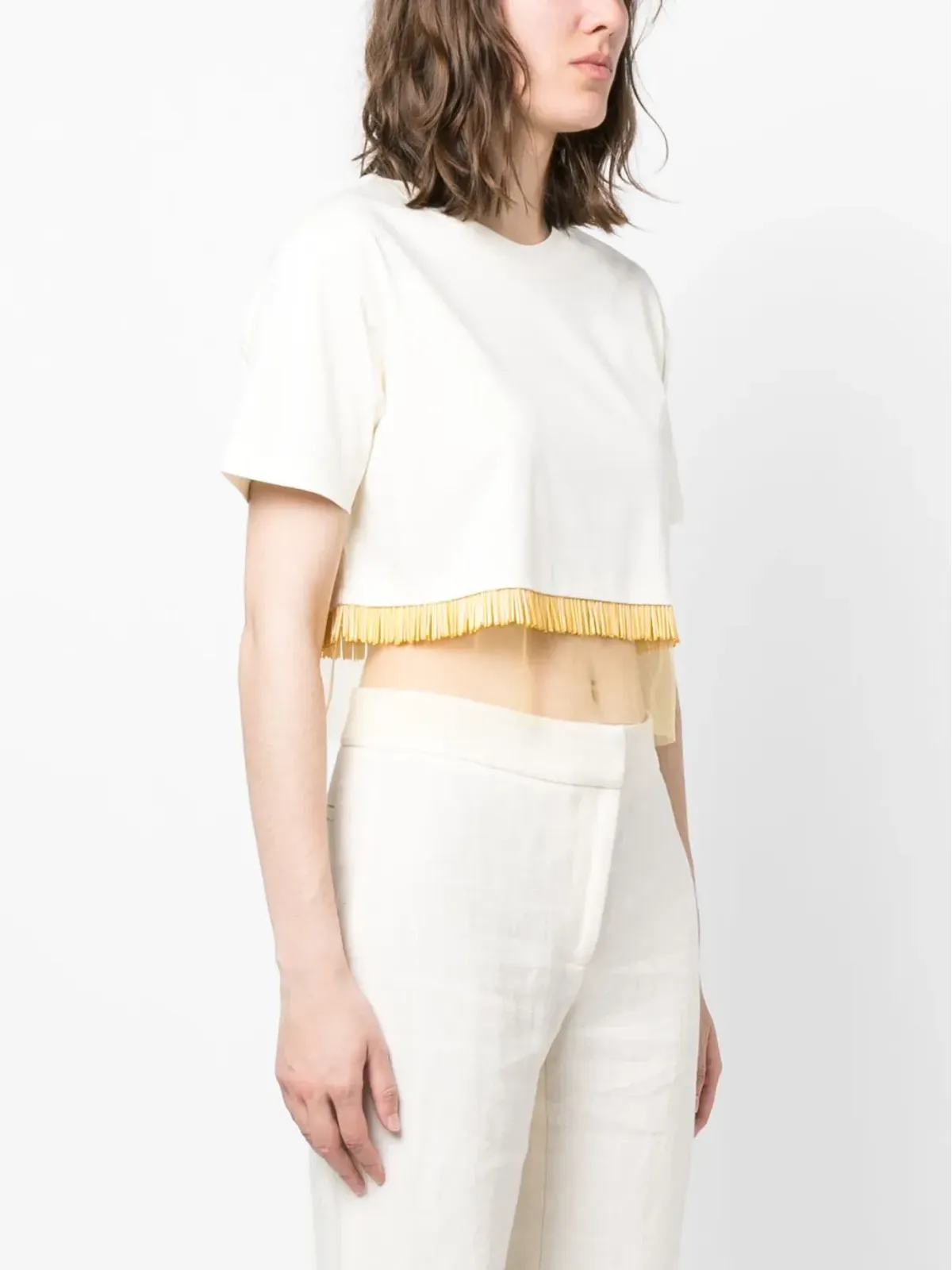 Lanvin フリンジ付きクロップドTシャツ - 画像3