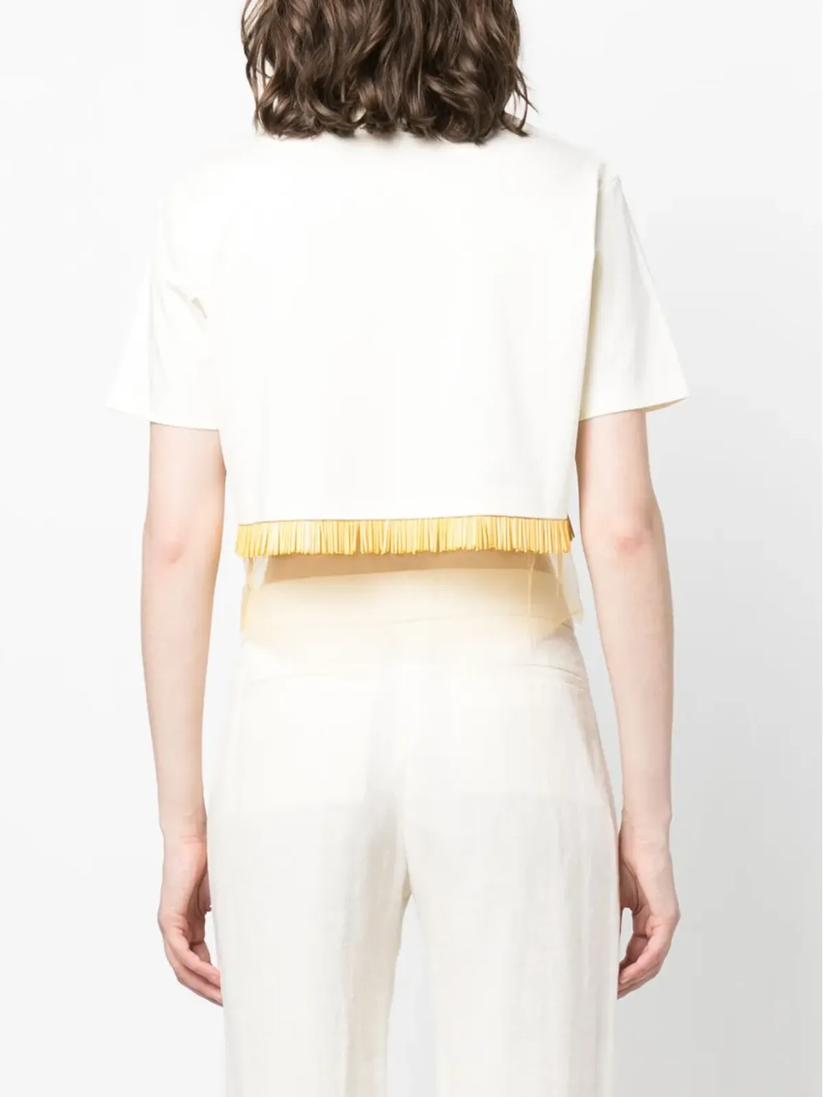Lanvin フリンジ付きクロップドTシャツ - 画像4