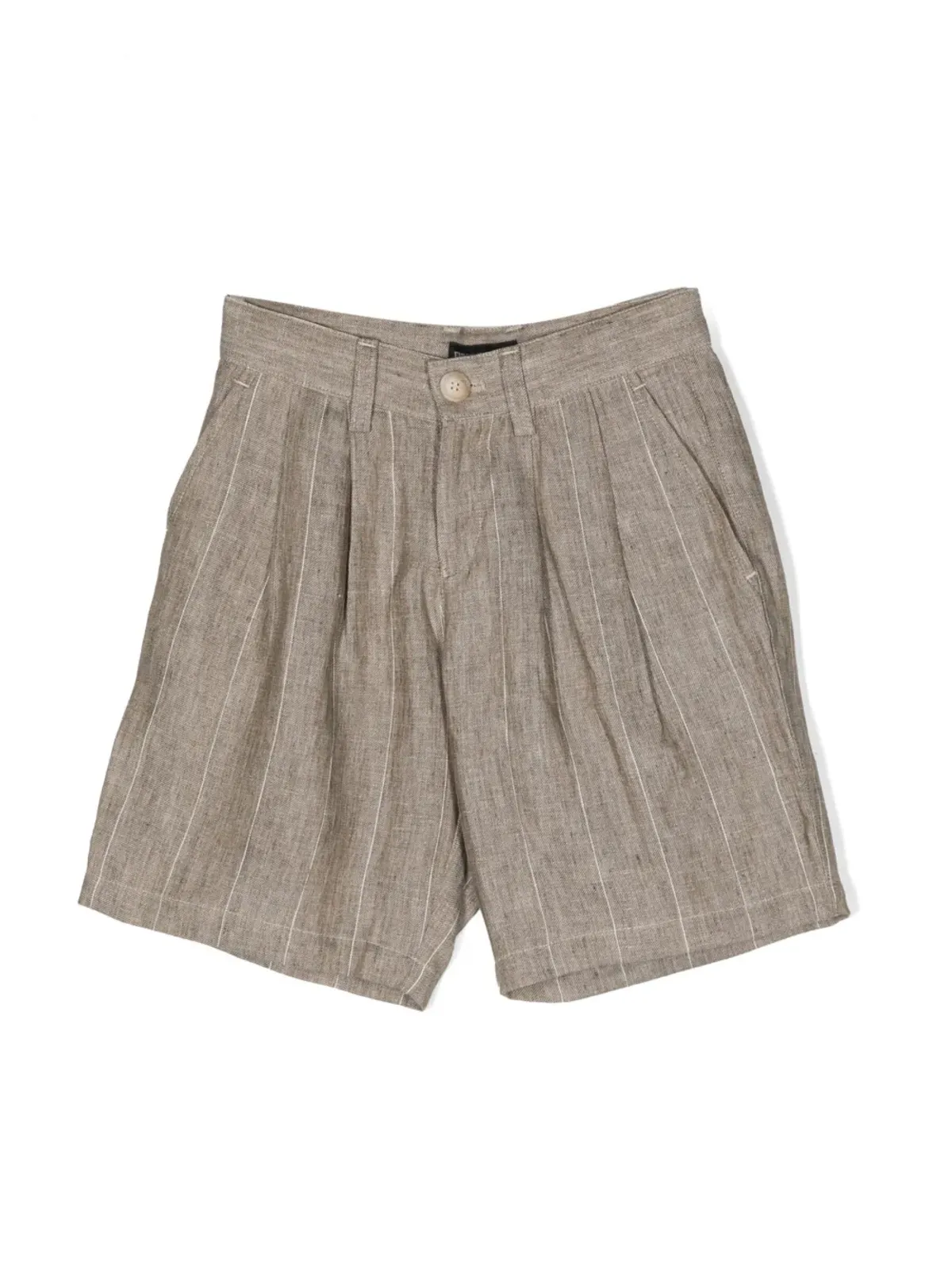 Emporio Armani Kids ストライプ入りリネンショーツ - Brown - 画像1