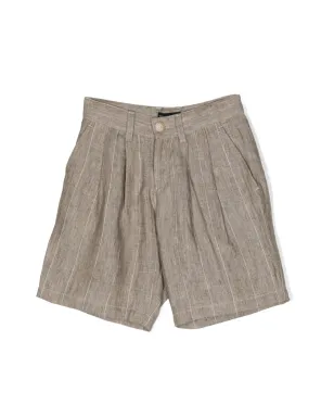 Emporio Armani Kids ストライプ入りリネンショーツ - Brown - サムネイル1