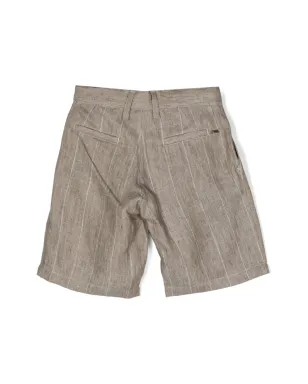 Emporio Armani Kids ストライプ入りリネンショーツ - Brown - サムネイル2