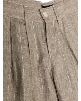 Emporio Armani Kids ストライプ入りリネンショーツ - Brown - サムネイル3