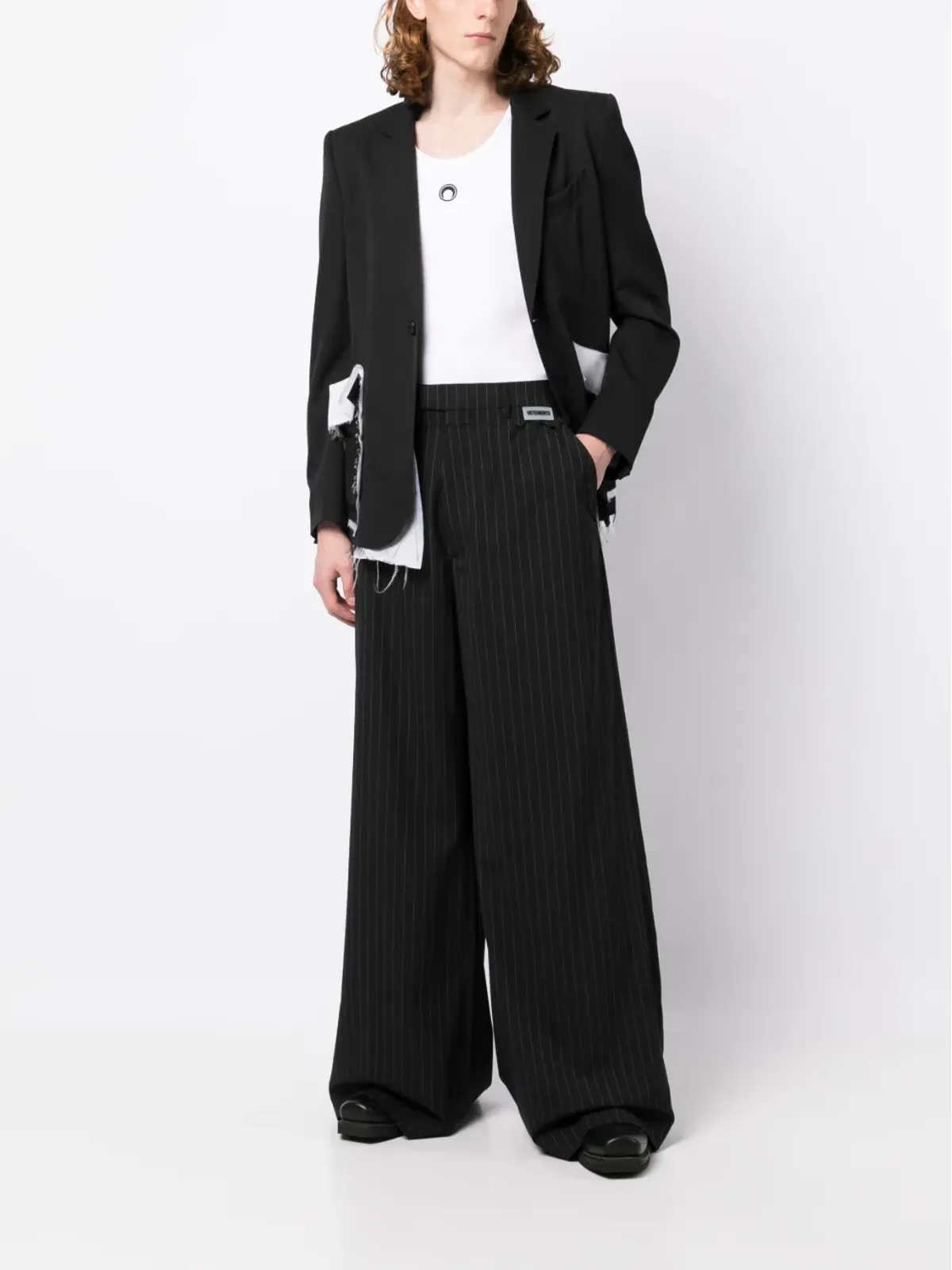 VETEMENTS ピンストライプ ワイドレッグパンツ - 画像2