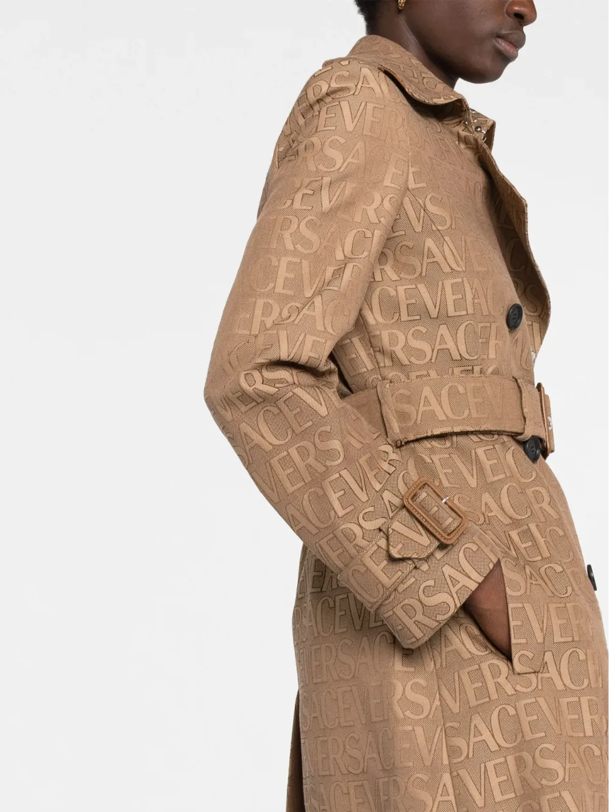 Versace 総柄ジャカード トレンチコート - 画像3