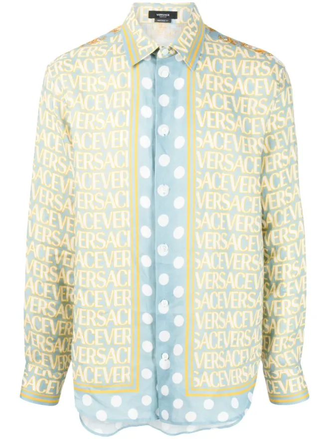 VERSACE Versace オールオーバーリネンシャツ - イエローの商品画像