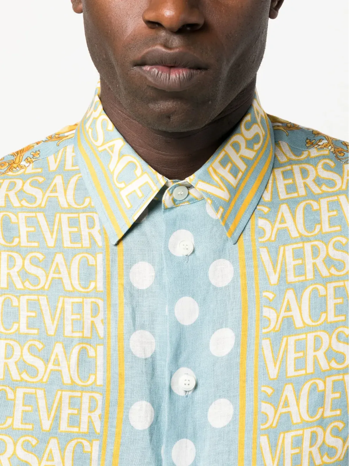 Versace オールオーバーリネンシャツ - イエロー - 画像5