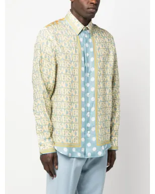 Versace オールオーバーリネンシャツ - イエロー - サムネイル4