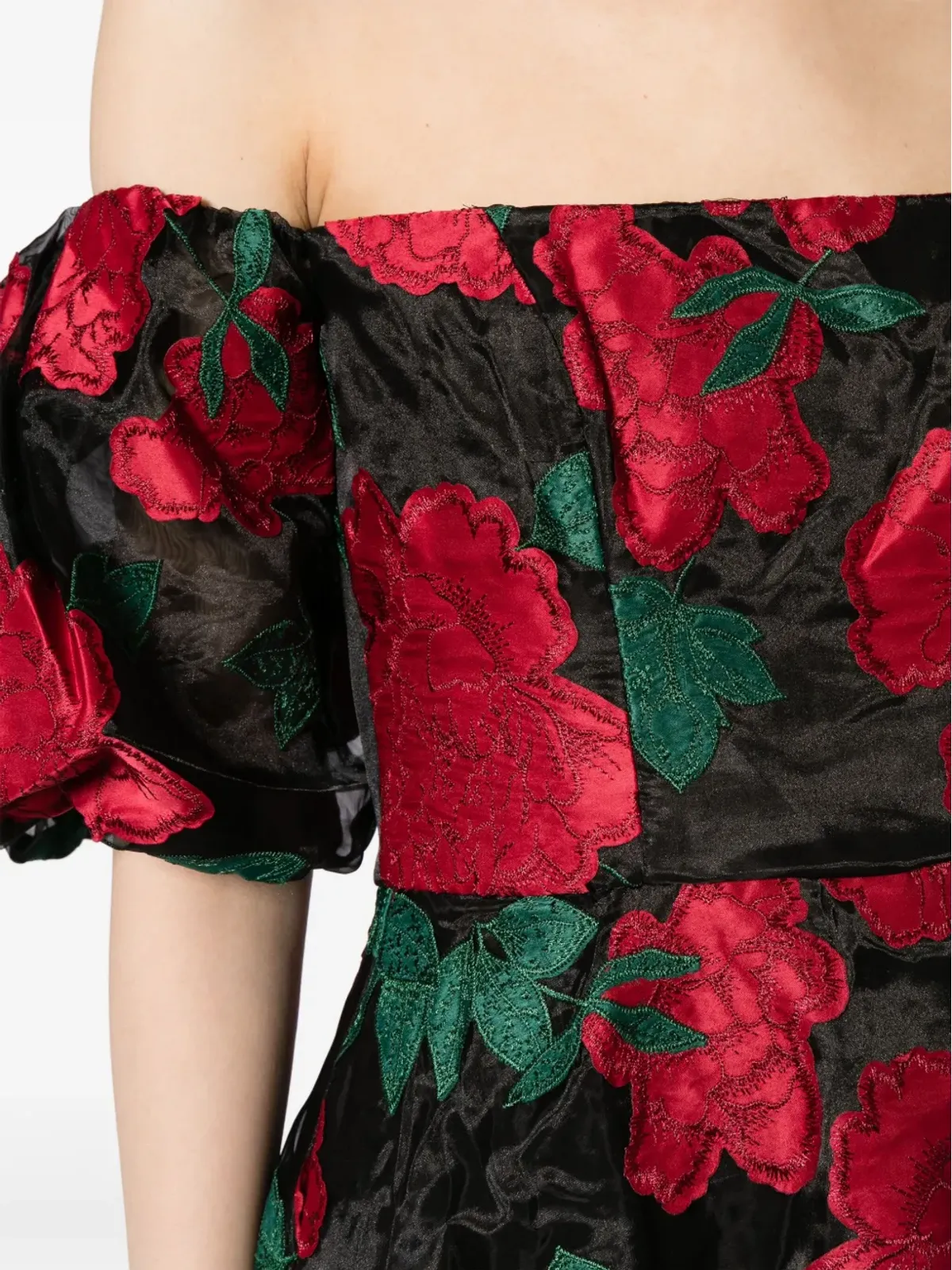 Marchesa Notte Claude 花柄アップリケ付きミディドレス - 画像5