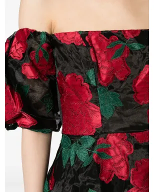 Marchesa Notte Claude 花柄アップリケ付きミディドレス - サムネイル5