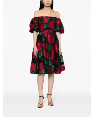 Marchesa Notte Claude 花柄アップリケ付きミディドレス - サムネイル2