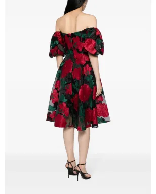 Marchesa Notte Claude 花柄アップリケ付きミディドレス - サムネイル4