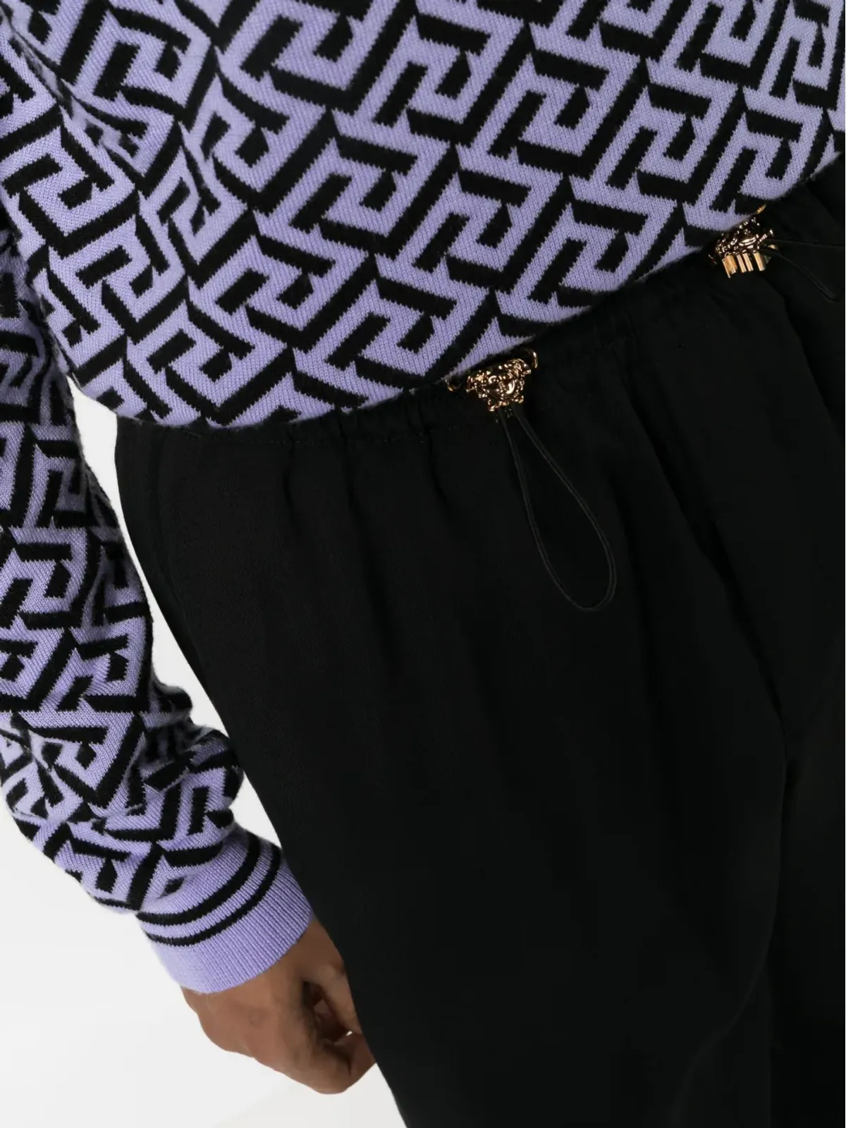 Versace ドローコード付きコットン・トラックパンツ - ブラック - 画像5