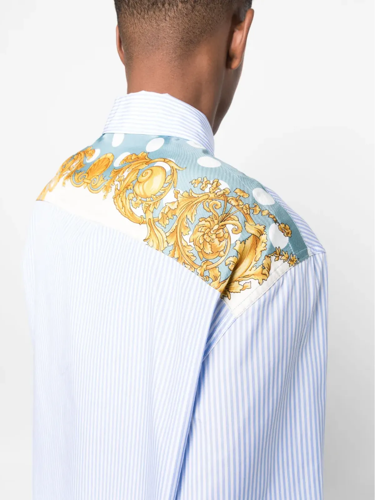 Versace シーシェル・バロック柄ストライプシャツ ブルー - 画像5
