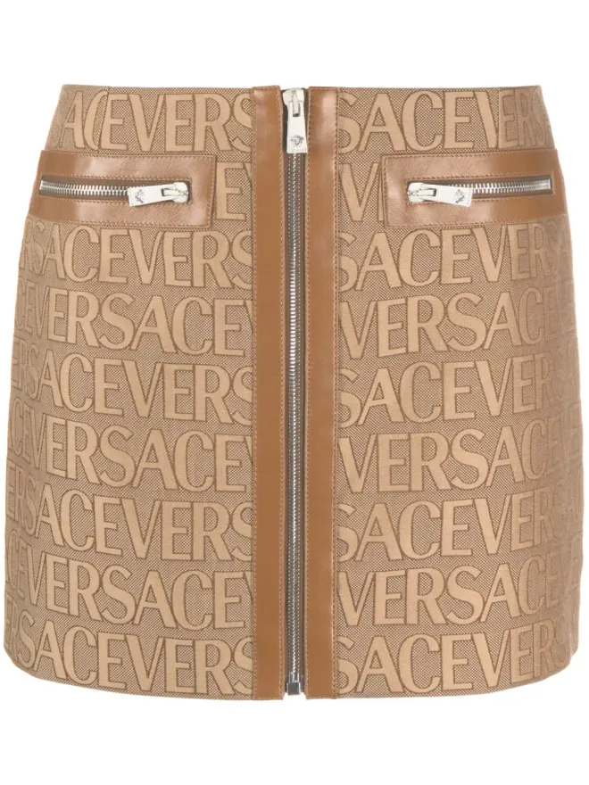 VERSACE Versace オールオーバー レザー トリム ミニスカートの商品画像