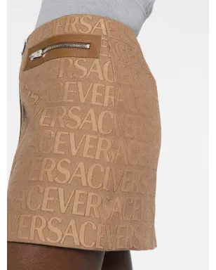 Versace オールオーバー レザー トリム ミニスカート - サムネイル3