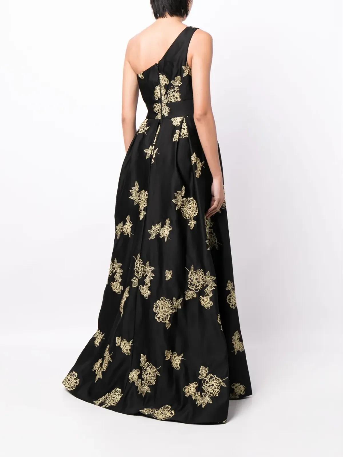 Marchesa Notte 花柄刺繍の片側ショルダーガウン - 画像4