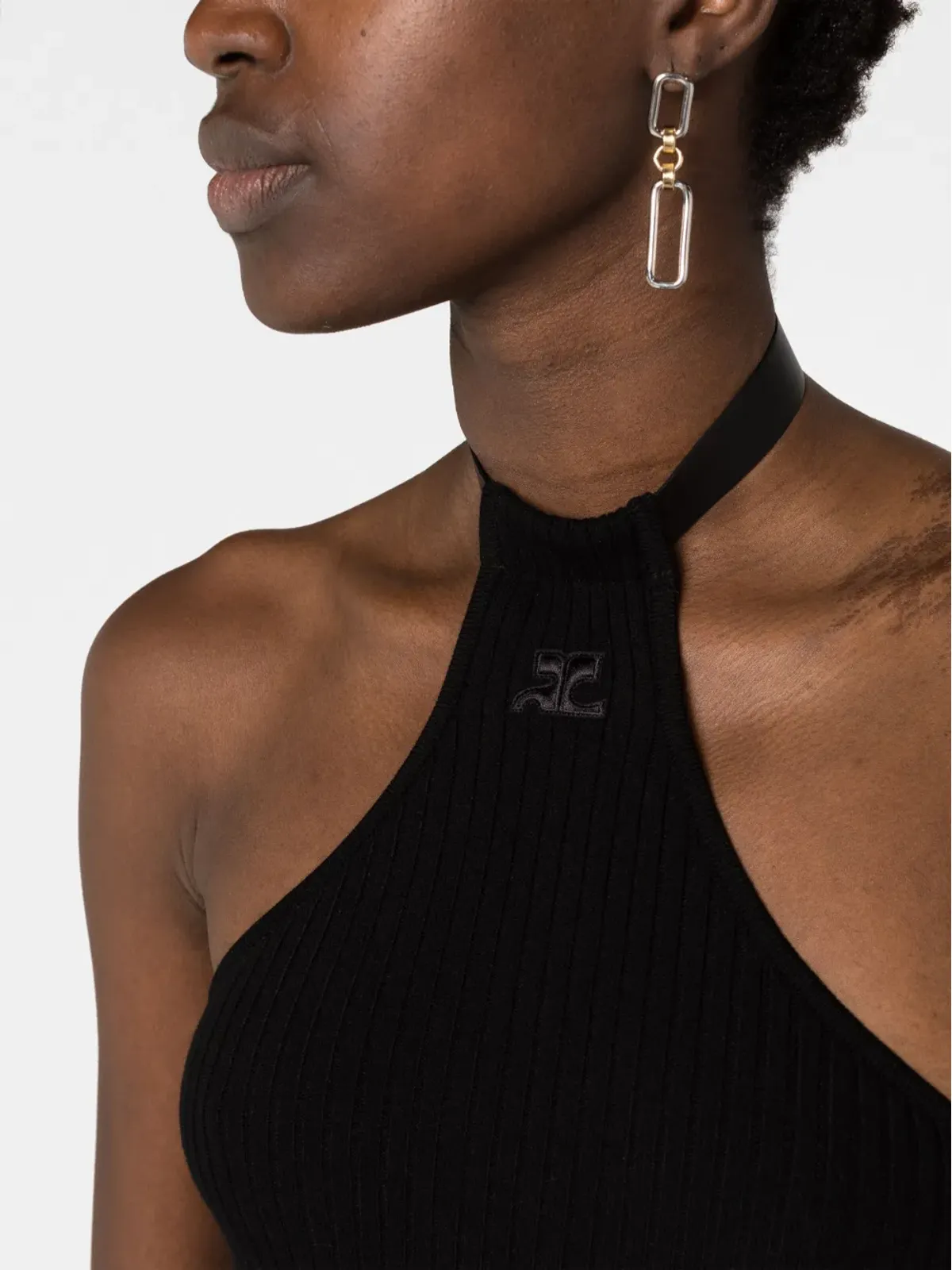 Courrèges リブニットホルターネックミニドレス - 画像3