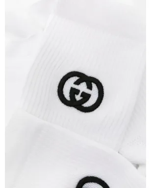 Gucci Interlocking-G コットン アンクルソックス - White - サムネイル2
