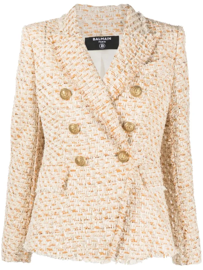 BALMAIN Balmain ダブルブレスト ツイード ブレザーの商品画像