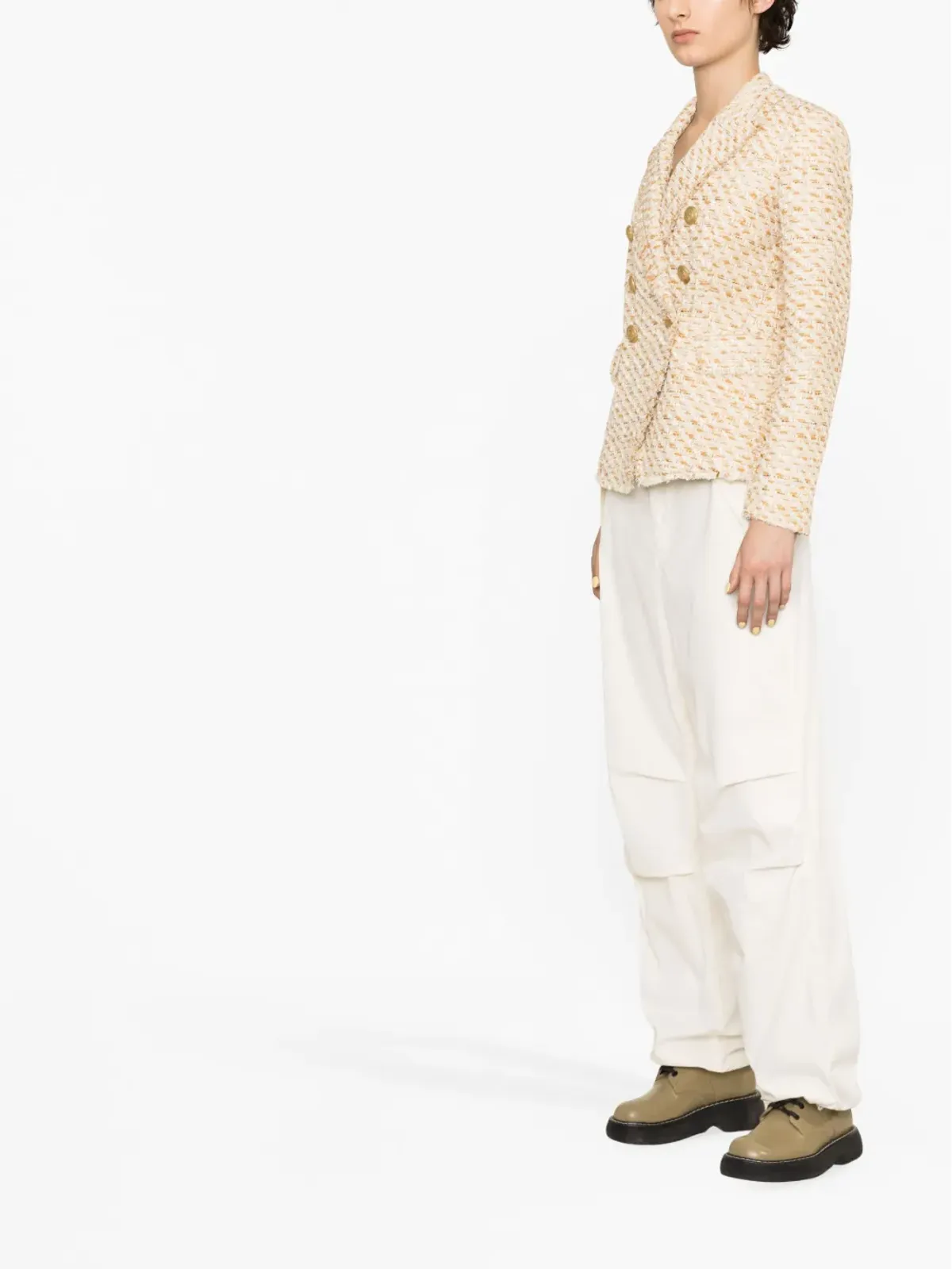 Balmain ダブルブレスト ツイード ブレザー - 画像3