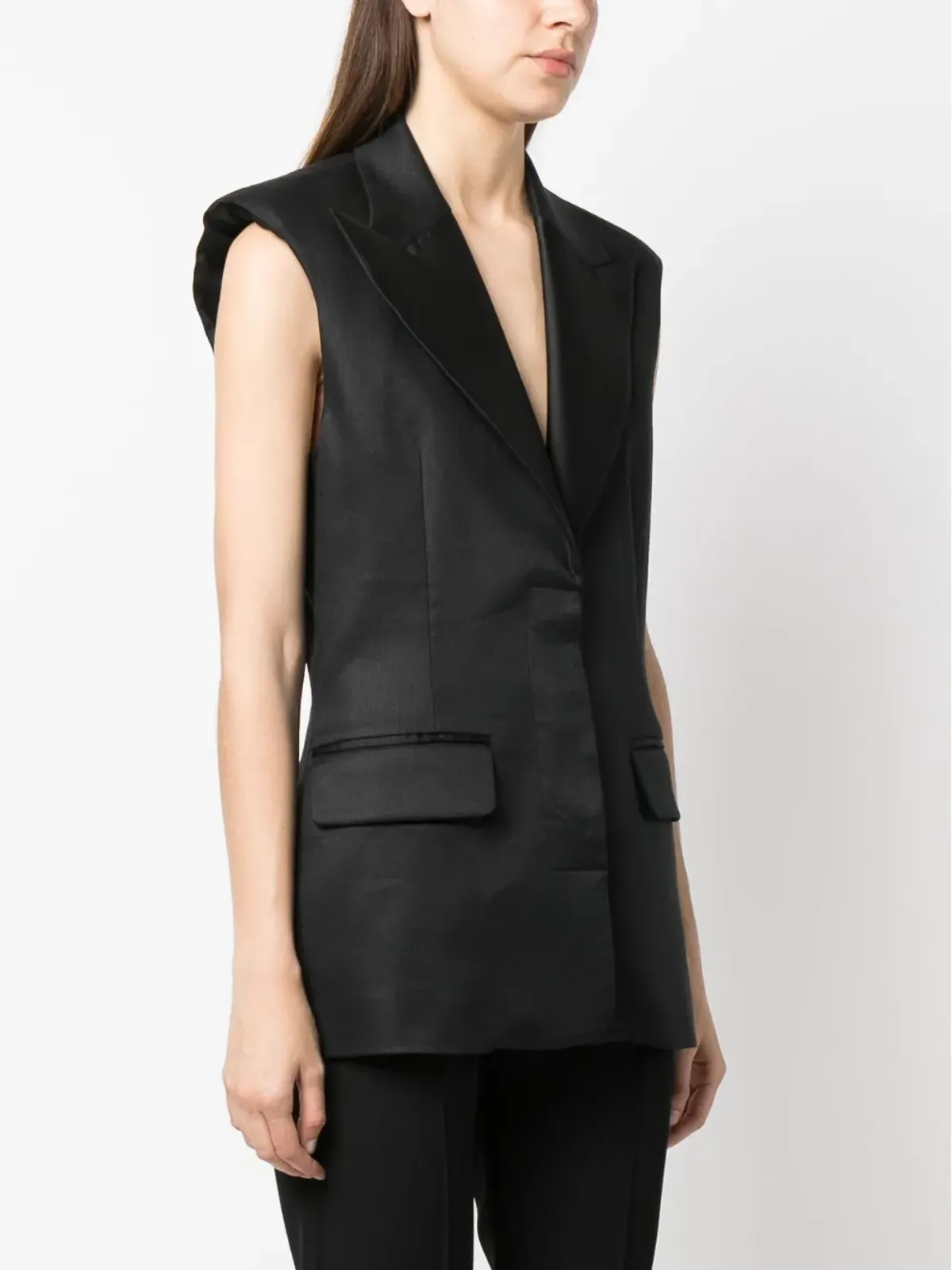 OMBRA MILANO シングルブレスト ロング ウエストコート - 画像3