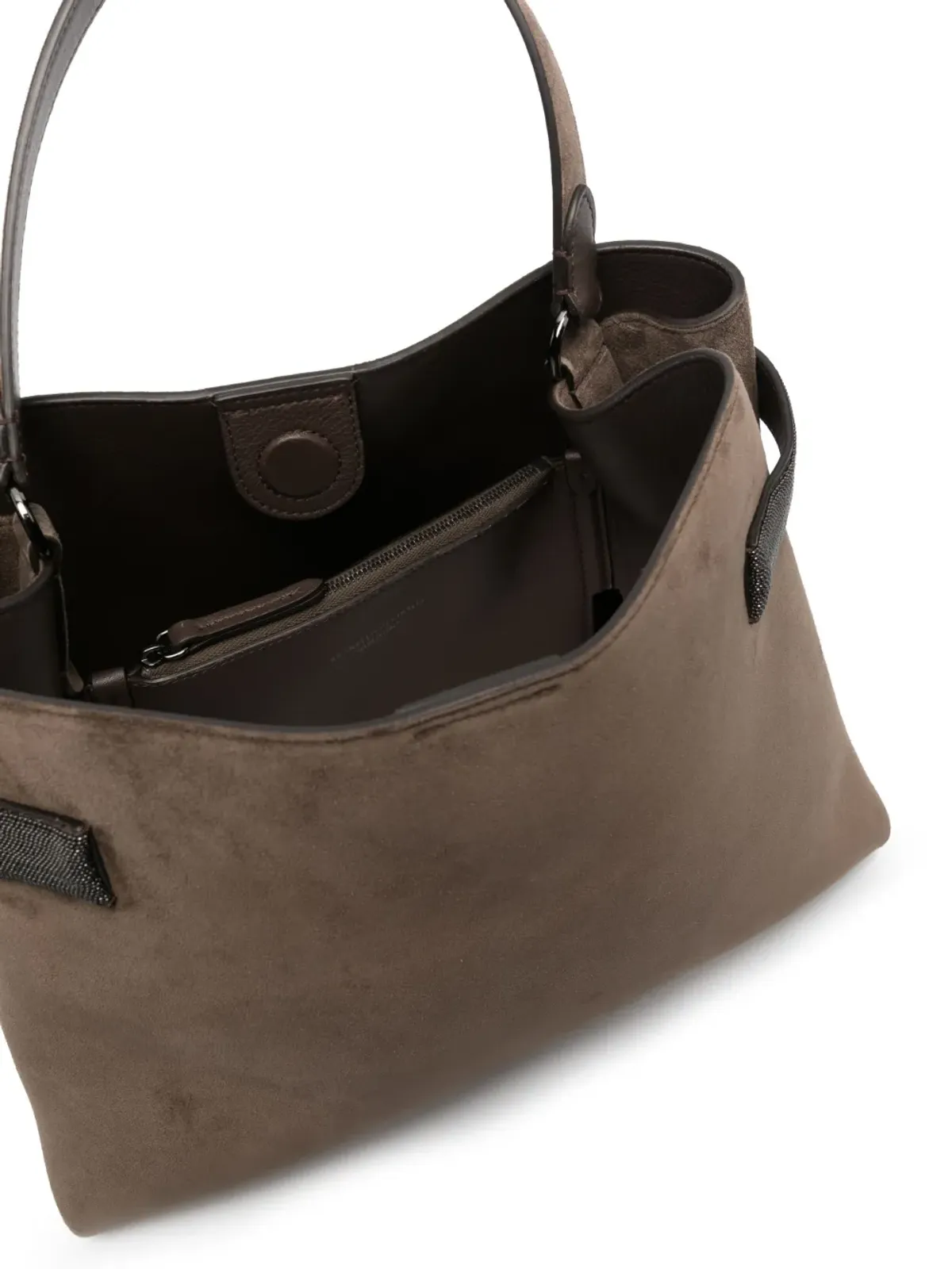 Brunello Cucinelli スエード トートバッグ ブラウン - 画像5