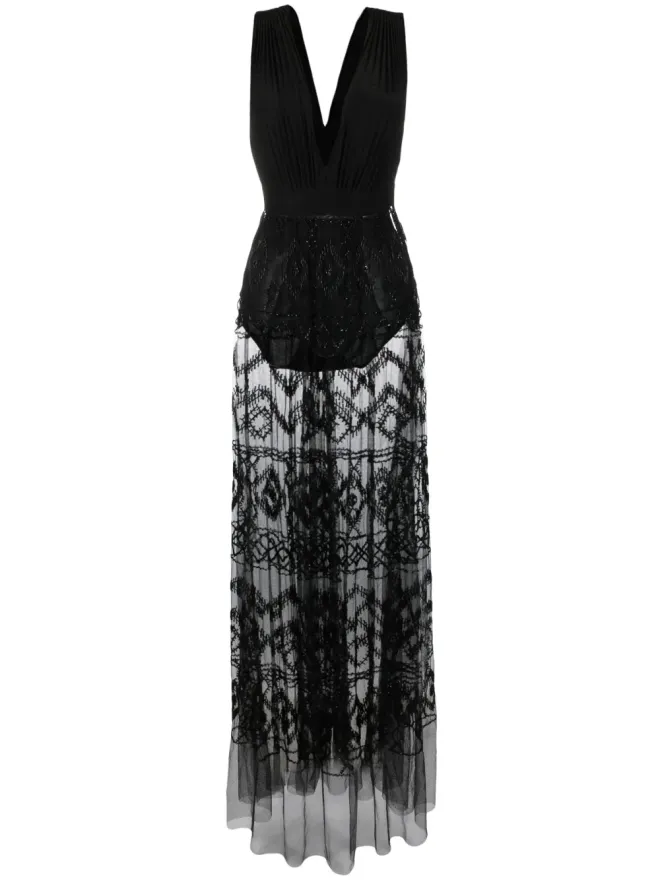 Elisabetta Franchi Elisabetta Franchi Vネック ビーズ付き マキシドレスの商品画像