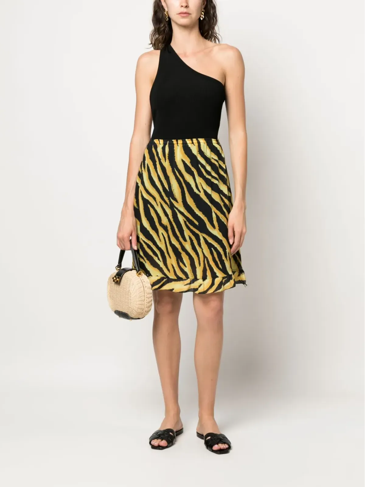 Versace Pre-Owned 2000s tiger stripe-print skirt - Black - 画像2