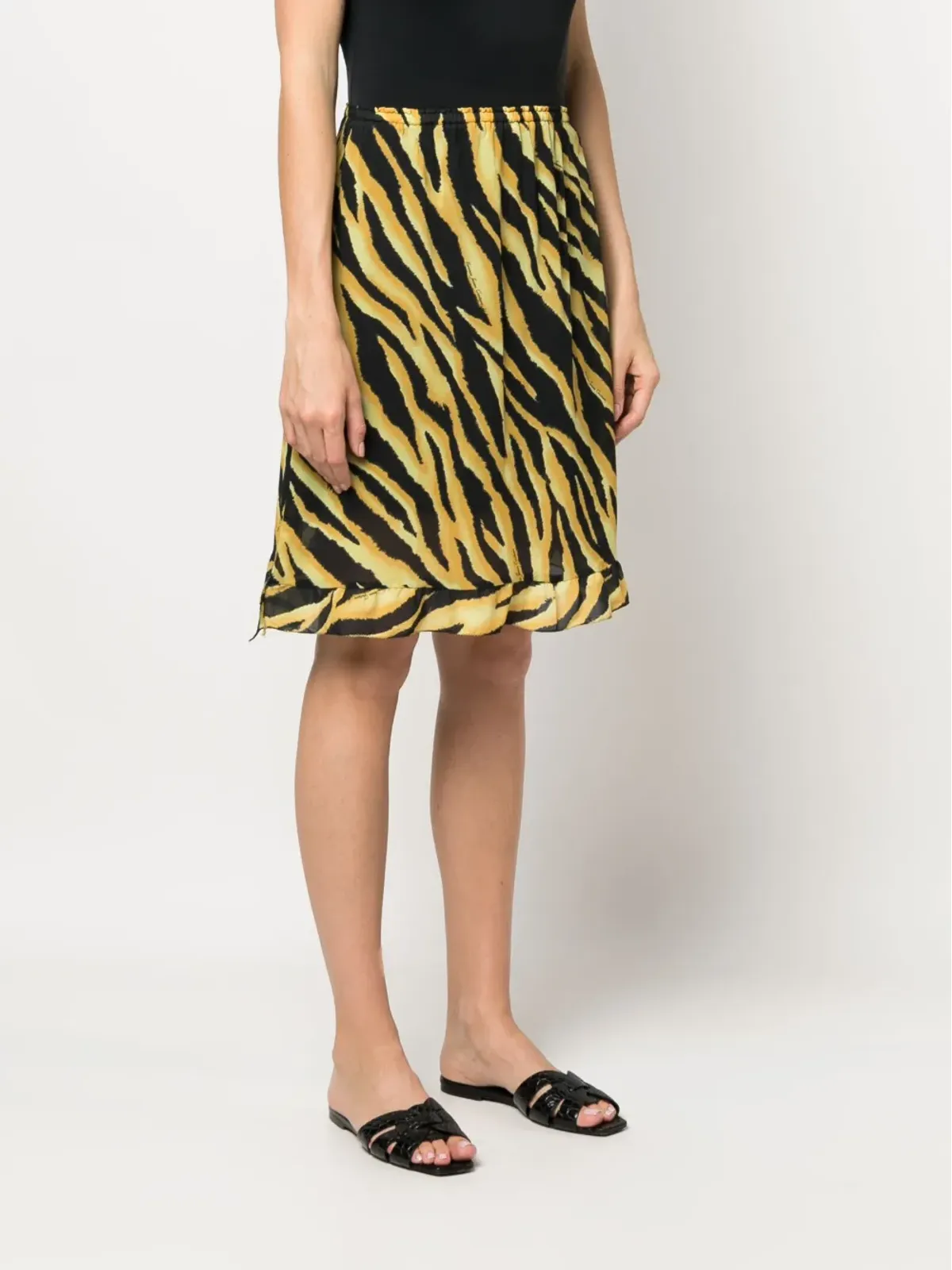 Versace Pre-Owned 2000s tiger stripe-print skirt - Black - 画像3