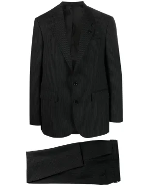 Lardini ストライプ柄シングルブレストスーツ ブラック - サムネイル1