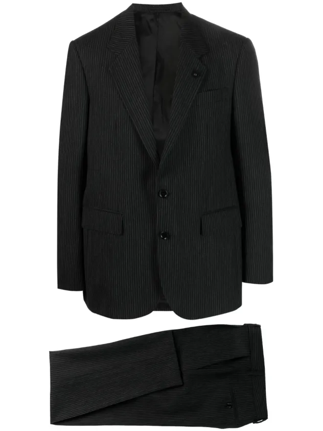 Lardini Lardini ストライプ柄シングルブレストスーツ ブラックの商品画像