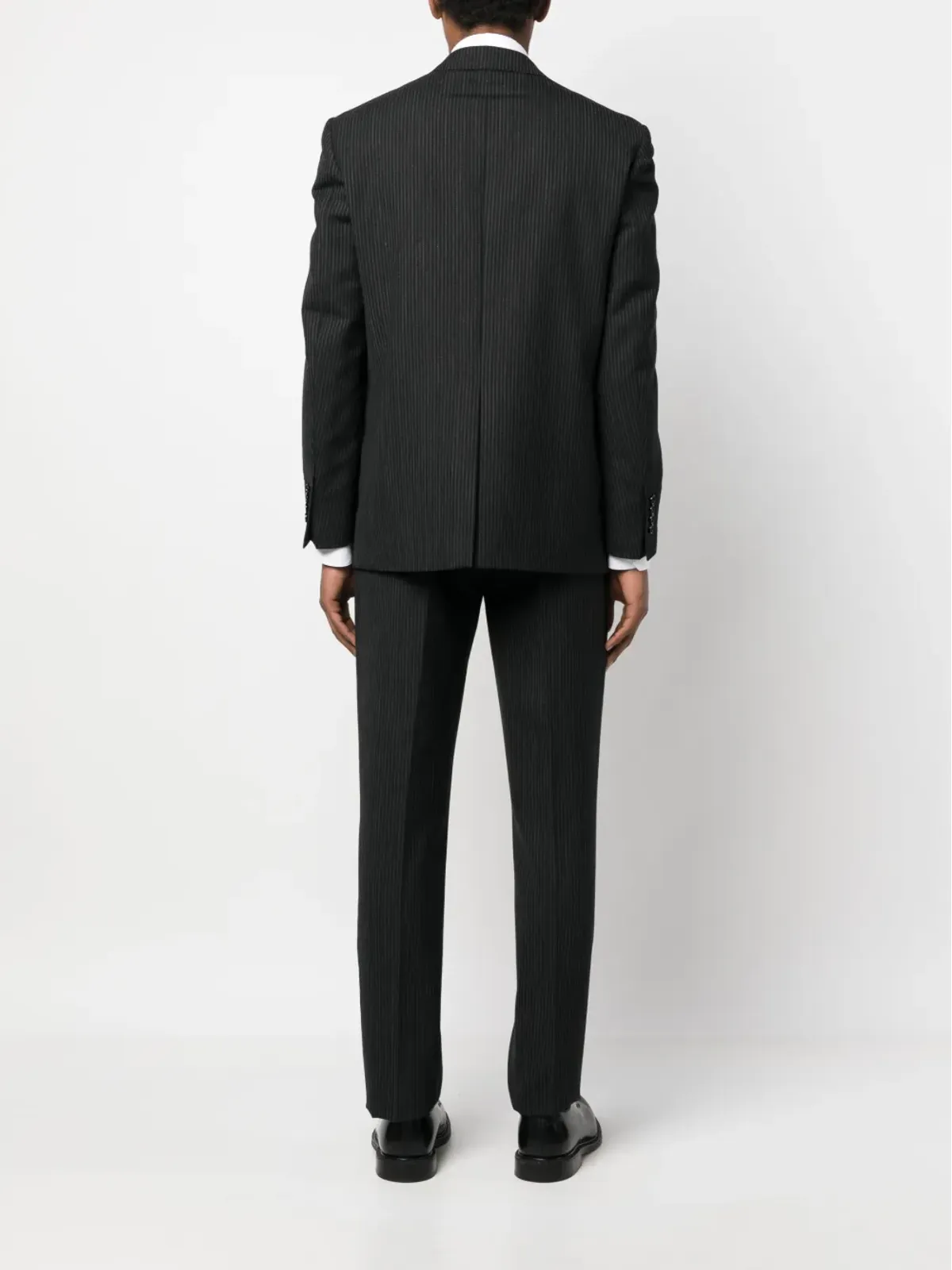 Lardini ストライプ柄シングルブレストスーツ ブラック - 画像4