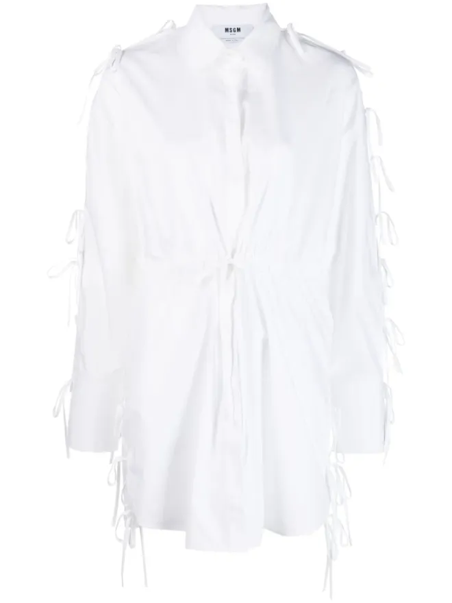 MSGM MSGM ボウ付きコットンシャツドレスの商品画像